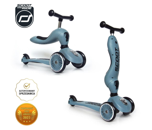 Scoot & Ride Highwaykick 1 Jeździk i hulajnoga 2w1 Steel - 573303 - zdjęcie 2